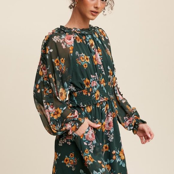 Amapola Floral Ruffled Chiffon Dress - Picture 6 of 11